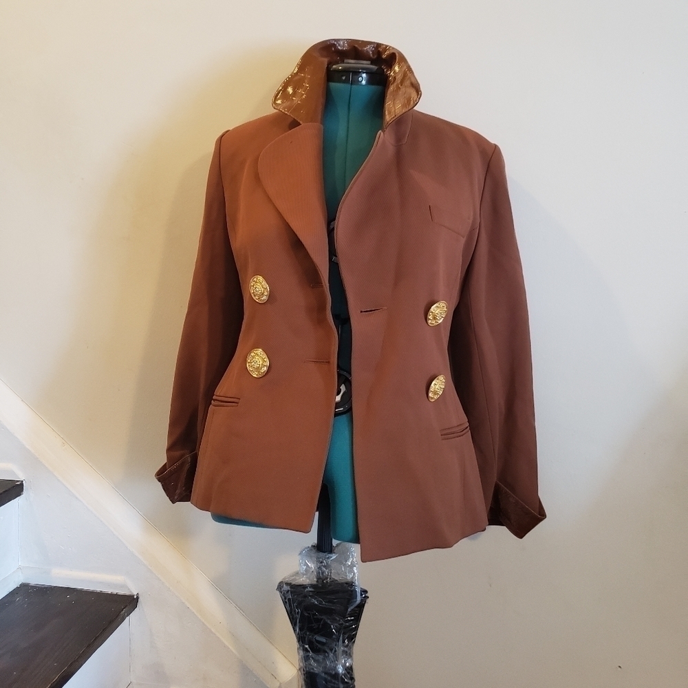 Vintage Capriccio Wool Blazer Jacket In Rust Tan